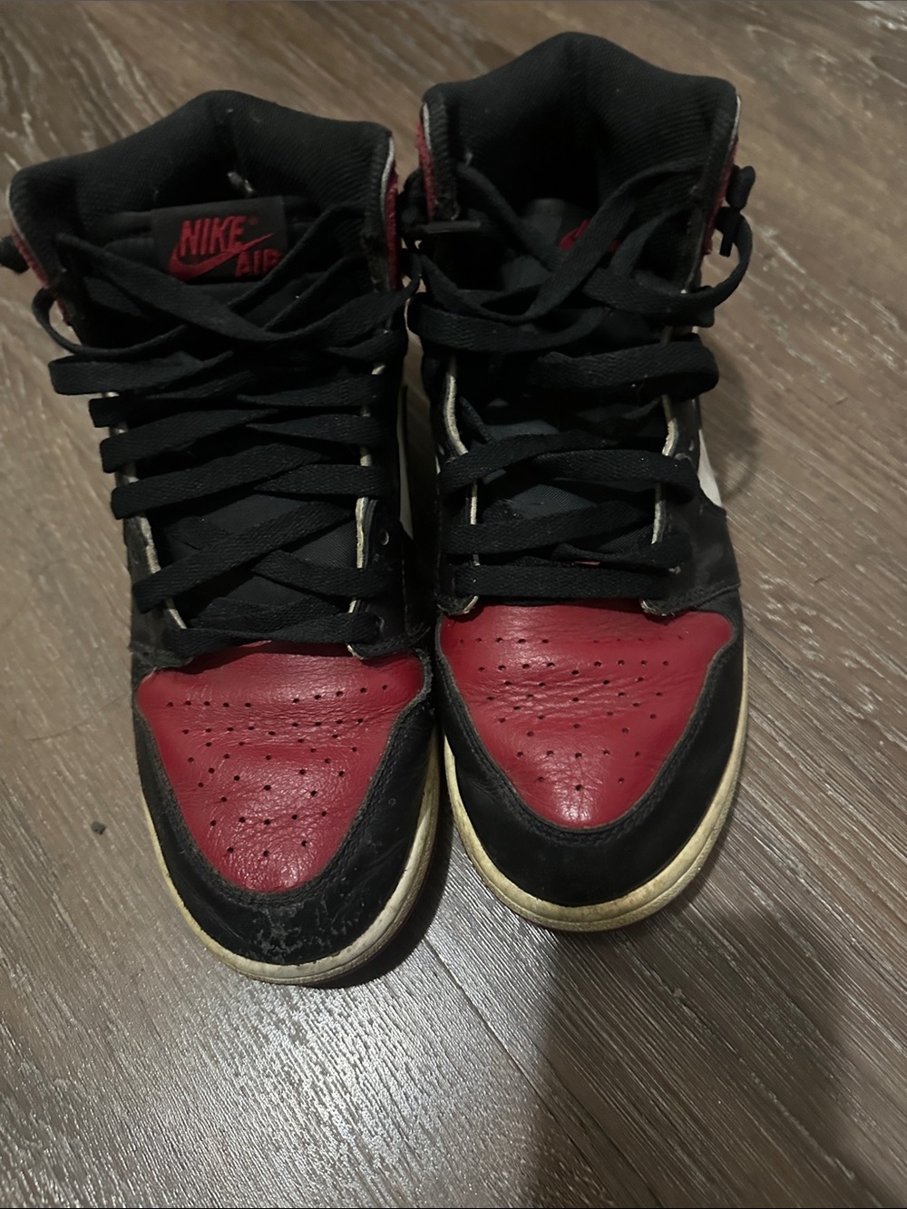 Nike Black and Red High-Top Sneakers